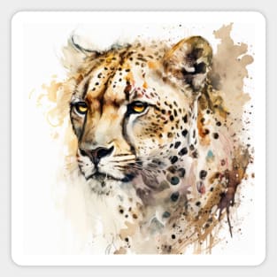 Cheetah Portrait Animal Painting Wildlife Outdoors Adventure Magnet